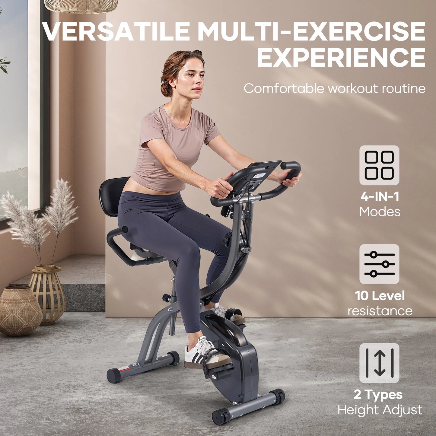 3In1 Folding Exercise Bike Magnetic Upright Bike with Pulse Sensor Indoor Cycling Stationary Exercise Bike Perfect for Home Use