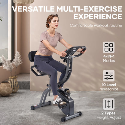 3In1 Folding Exercise Bike Magnetic Upright Bike with Pulse Sensor Indoor Cycling Stationary Exercise Bike Perfect for Home Use