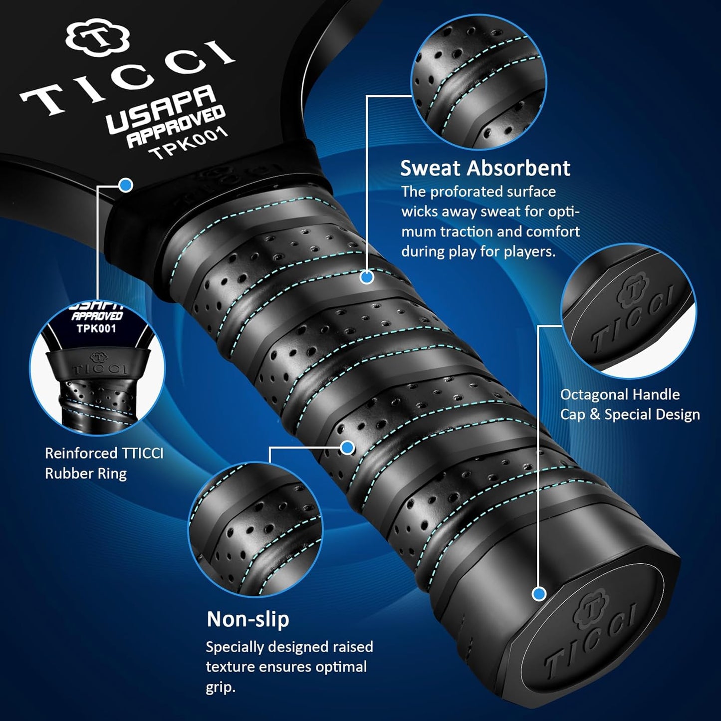 Pickleball Paddles Set of 2, USAPA Approved Fiberglass Pickleball Set with 4 Balls & Carry Bag, Lightweight Rackets for Beginners & Adults