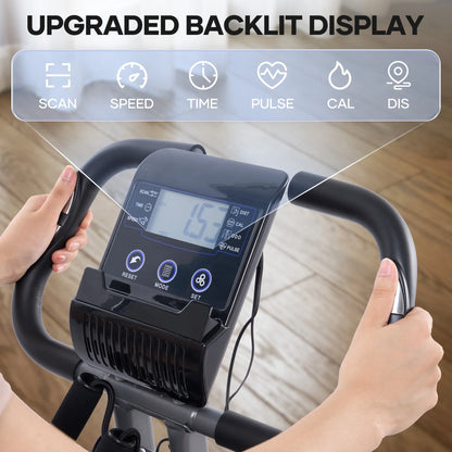 3In1 Folding Exercise Bike Magnetic Upright Bike with Pulse Sensor Indoor Cycling Stationary Exercise Bike Perfect for Home Use