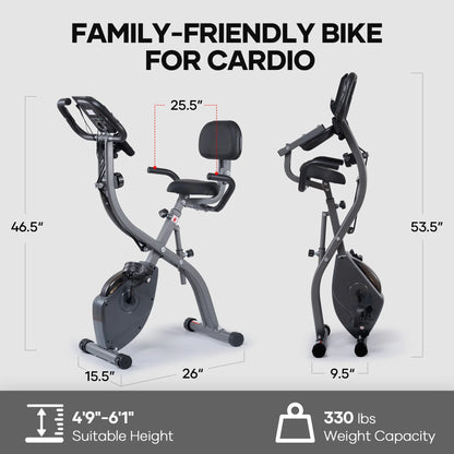3In1 Folding Exercise Bike Magnetic Upright Bike with Pulse Sensor Indoor Cycling Stationary Exercise Bike Perfect for Home Use