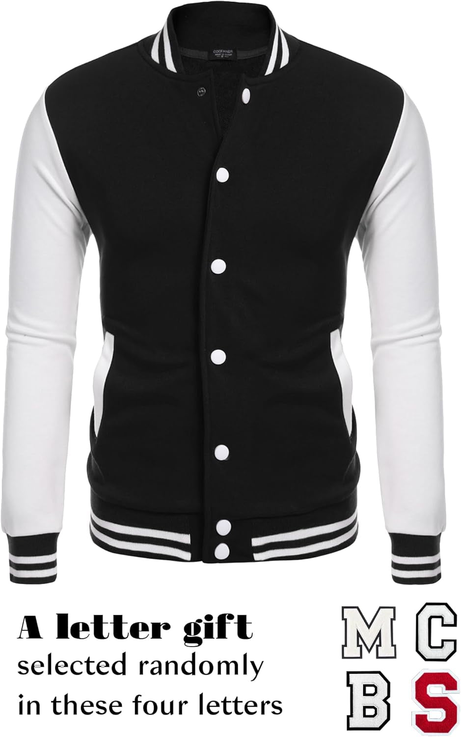 Men'S Fashion Varsity Jacket Causal Slim Fit Cotton Letterman Baseball Bomber Jackets