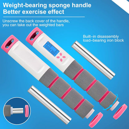 Jump Rope, Digital Weighted Handle Workout Jumping Rope with Calorie Counter for Fitness Exercise Boxing, Cordless Skipping Rope for Adults, Men, Women, Kids, Girls