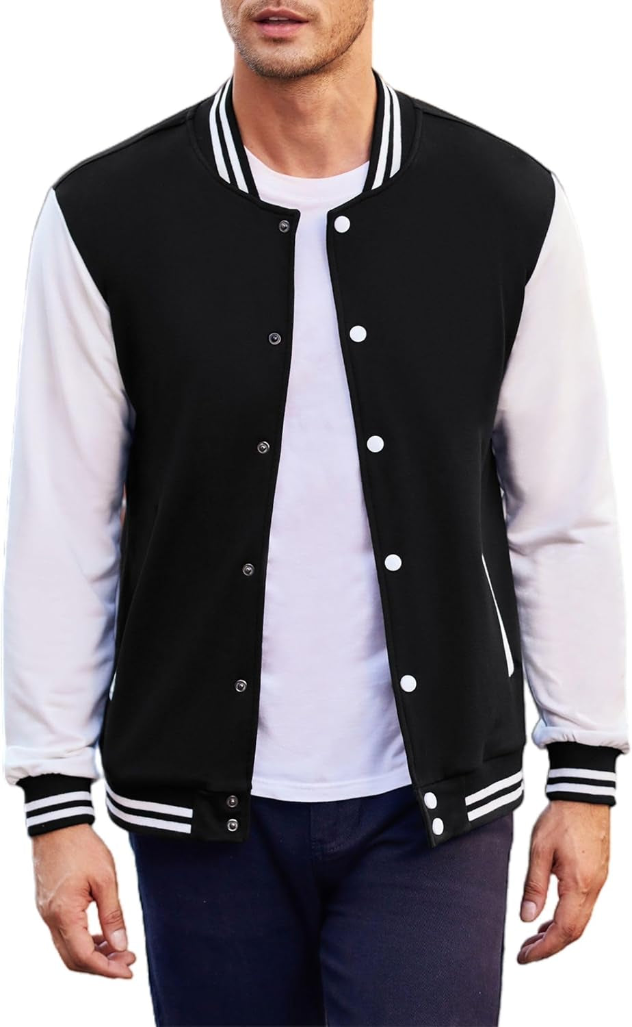 Men'S Fashion Varsity Jacket Causal Slim Fit Cotton Letterman Baseball Bomber Jackets