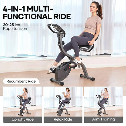 3In1 Folding Exercise Bike Magnetic Upright Bike with Pulse Sensor Indoor Cycling Stationary Exercise Bike Perfect for Home Use