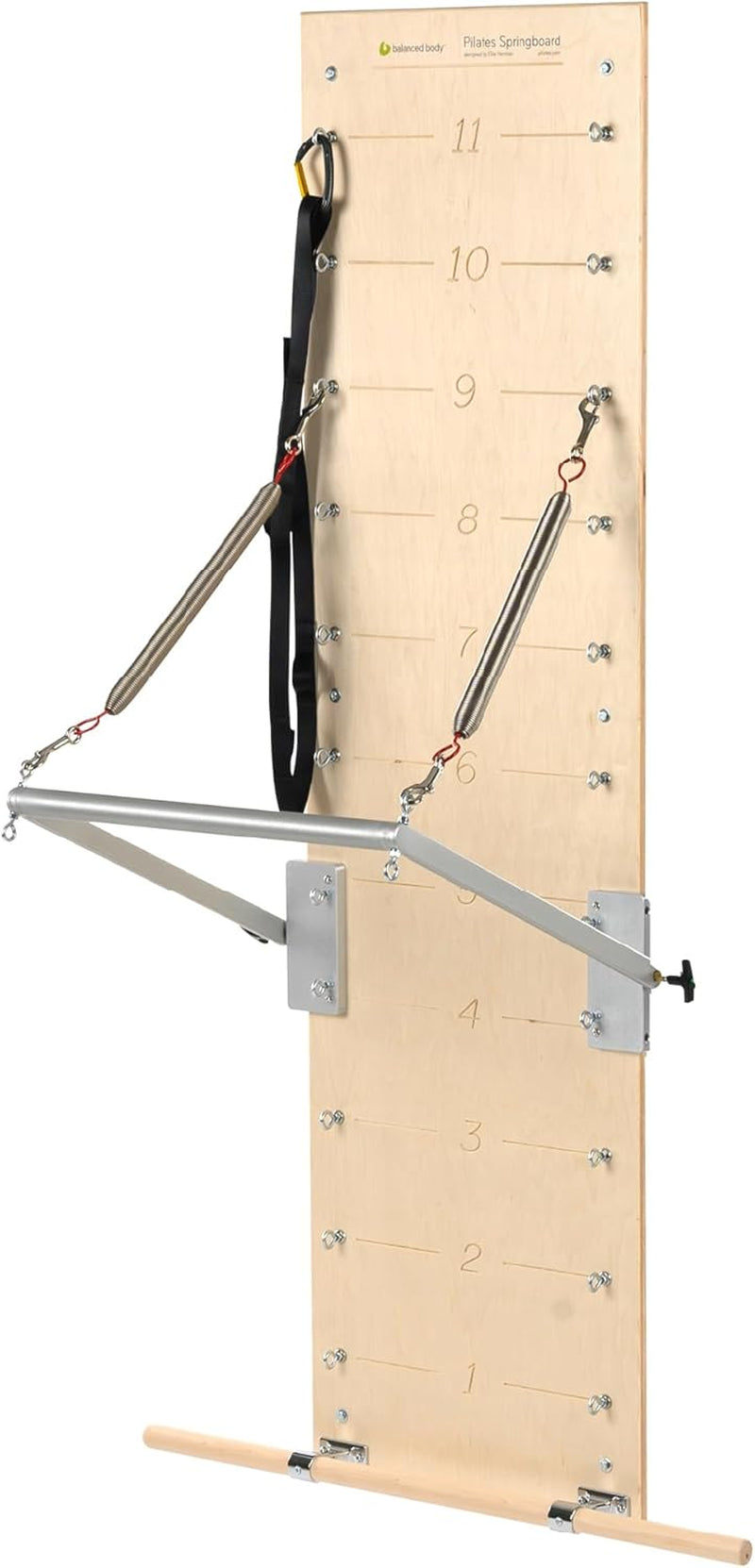 Pilates Springboard with Push-Through Bar, Wall Mounted Pilates Workout Equipment for Home Gym or Studio Use, Pilates Exercise Equipment with Resistance Springs